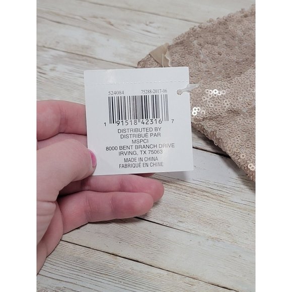 Gold Pink Frosted Forest Sequin Christmas Stocking Champange Sequins 17” New - Picture 3 of 7